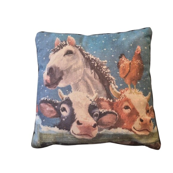 Equestrian Other - Horse Cow Chicken Equestrian Pony Throw Pillow Ranch Chic Country
